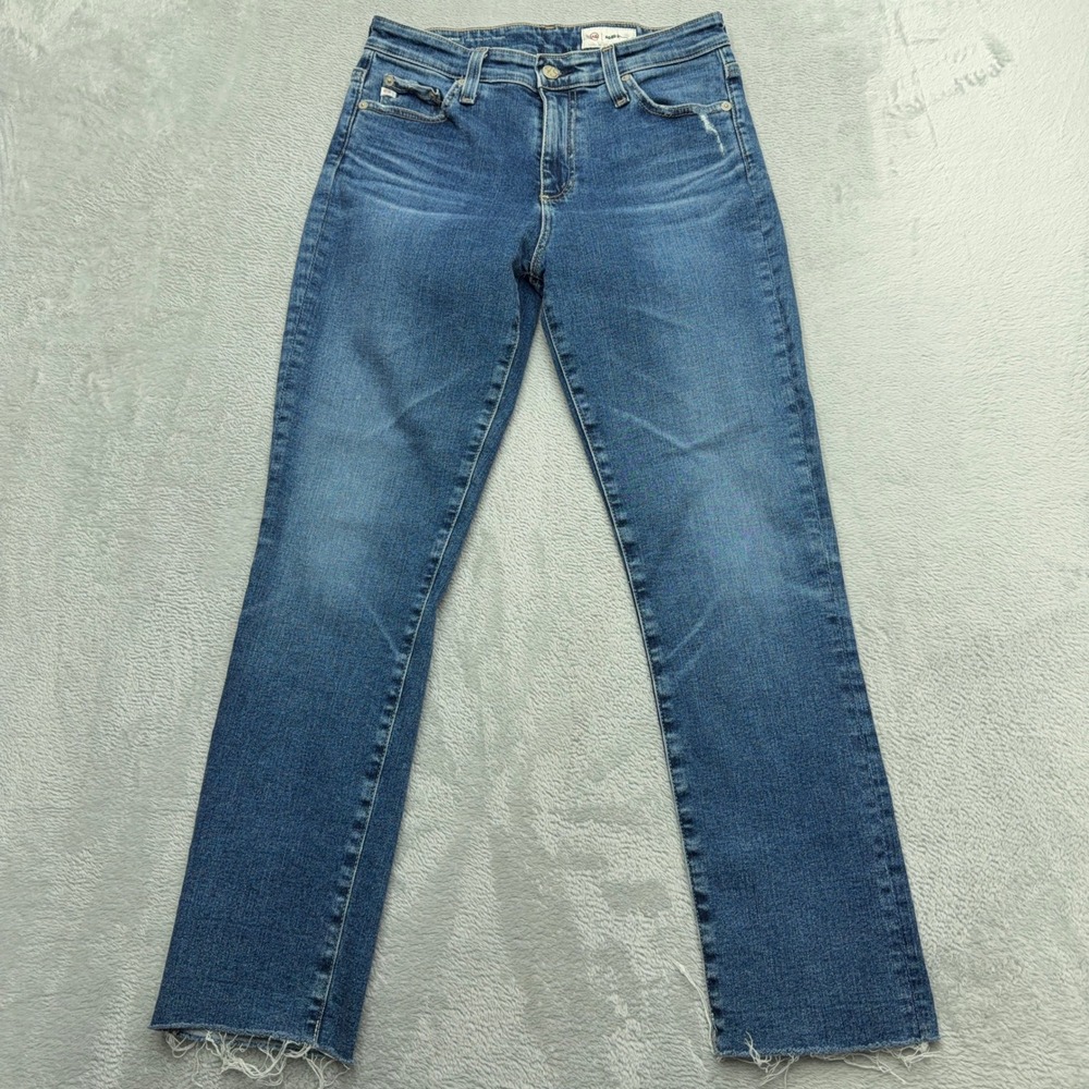 AG Adriano Goldschmied Mari Crop Jeans Womens 28 Blue High Rise Slim Straight